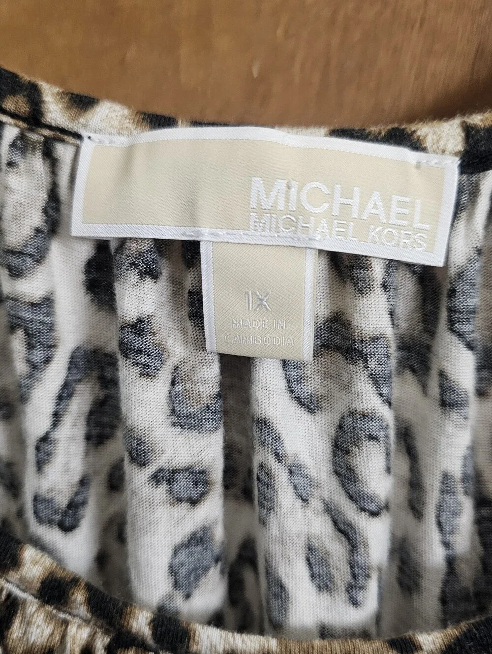 Michael Kors womens 1x leopard print 3/4 sleeve top shirt blouse plus